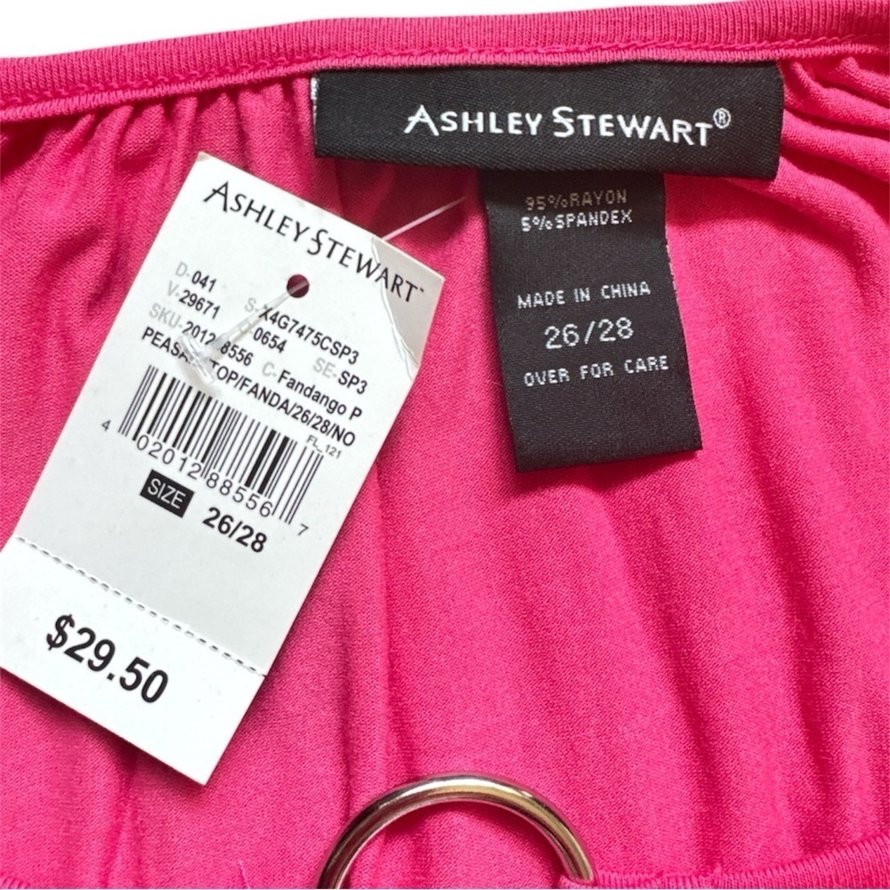 Ashley Stewart Pink Bell Sleeve Peasant Top NWT - Picture 5 of 10